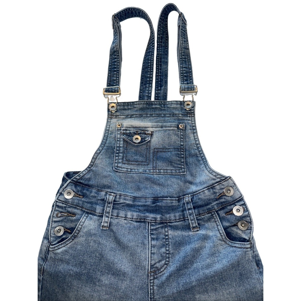 YMI Mid-Rise Denim Overalls Bibs Ankle Jean  Size 1 Junior Raw Hems